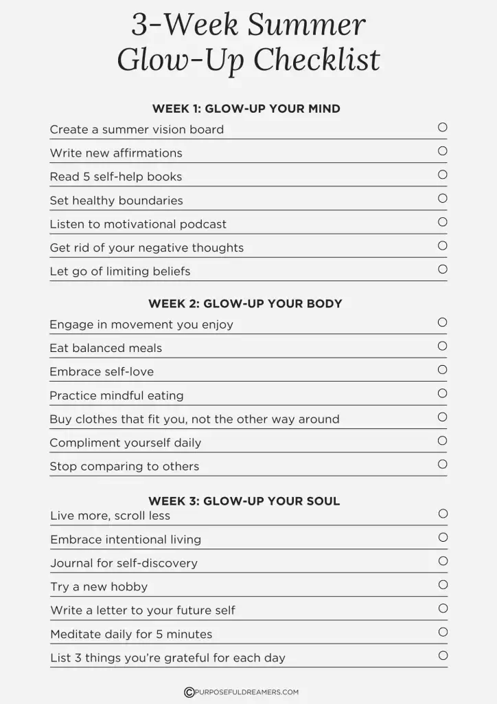 3-Week Summer Glow-Up Checklist